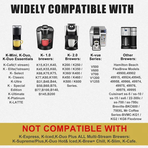 Miniatura 2 de K Cups reutilizables, filtros de café reutilizables de ajuste universal con malla de acero inoxidable de grado alimenticio, cápsulas de café