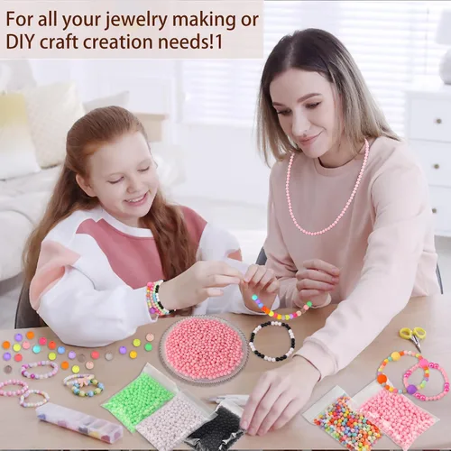 Miniatura 7 de 1500 cuentas negras redondas acrílicas para pulseras de 0.236 in de plástico, cuentas de colores para hacer joyas, cuentas de resina arcoíris