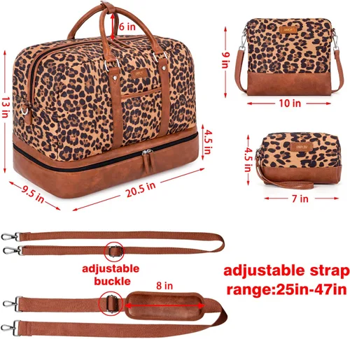 Miniatura 18 de IBFUN Bolsas de fin de semana para mujer, bolsa grande de lona para viaje, bolsa de viaje con compartimento para zapatos, 21 pulgadas, juego de 3