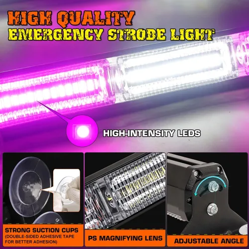 Miniatura 3 de Barra de luces estroboscópicas de advertencia intermitentes de emergencia de 2 x 17.7 pulgadas con controlador de pantalla digital, 20 patrones
