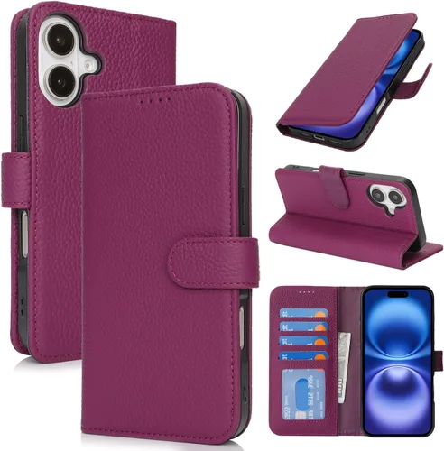 Miniatura 137 de Zouzt Funda para iPhone 11 de 6.1 pulgadas de piel auténtica con 4 ranuras para tarjetas, tarjetero con bloqueo RFID, tapa magnética, función atril