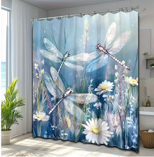 Miniatura 15 de Cortina de ducha de mariposas Dreamrflove, 1 unidad de cortinas de ducha de mariposas para baño, cortina de ducha floral de mariposas verde, cortina
