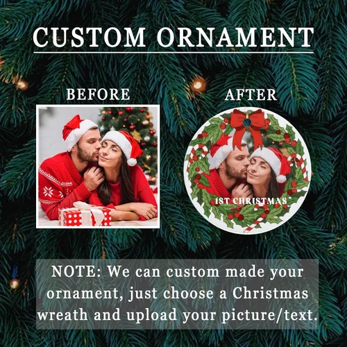 Miniatura 4 de Adornos de Navidad personalizados 2024, adornos de Navidad con imagen personalizada, decoración de Navidad, regalo de fotos, decoración redonda