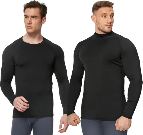 Miniatura 2 de Paquete de 5 o 4 camisas de compresión térmica para hombre, forro polar, manga larga, capa base atlética, equipo de entrenamiento para clima frío