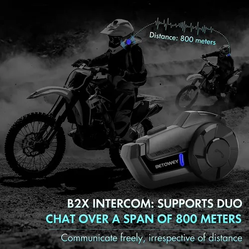 Miniatura 2 de Casco de motocicleta, auriculares Bluetooth, sistema de comunicación de casco B2X, intercomunicador Bluetooth de motocicleta con cancelación