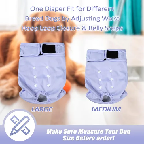 Miniatura 15 de Leekalos Pañales reutilizables lavables para perras, pañales para perras, altamente absorbentes, pañales ajustables para cachorros, pañales