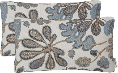 Milka Home - Juego de 2 fundas para cojines de jacquard con patrón de hojas tropicales, fundas decorativas de cojín de 20 x 20 pulgadas, color coral