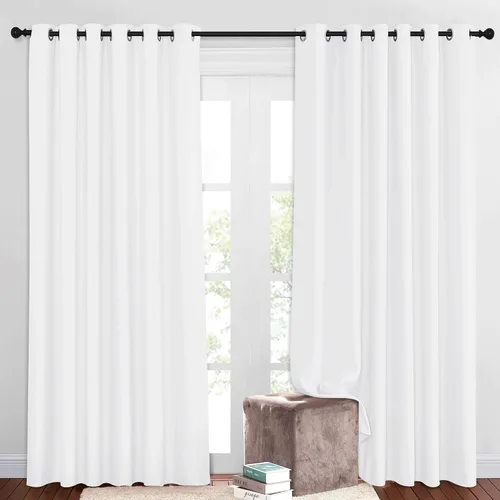 NICETOWN Juego de 2 paneles de cortinas corredizas de vidrio blanco puro, 50% opacas, tratamiento de ventana, aislamiento térmico, ojales, bloqueo