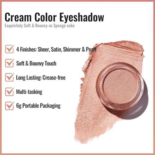 Miniatura 3 de Oulac Sombra de ojos en crema Nude Gold también para iluminador, sombra de ojos altamente pigmentada, resistente al agua y de larga duración con O10