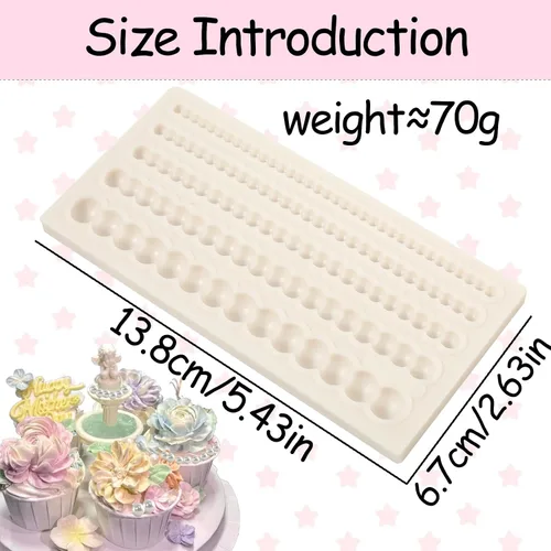 Miniatura 7 de 1 molde para fondant de cadena de perlas hemisféricas para decoración de bordes de pasteles, moldes de silicona de perlas de chocolate, adecuado