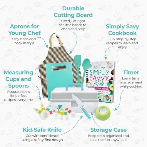 Miniatura 2 de TOVLA JR. Juego de cocina real para niños Herramientas de cocina para niños de 5 a 12 años Kit de cocina para principiantes inspirado