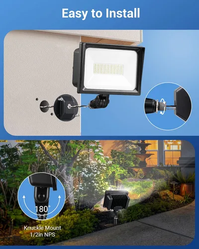 Miniatura 3 de DEWENWILS - Luz LED de inundación de 65 W para exteriores con montaje en nudillos, luz de seguridad LED impermeable IP65 superbrillante de 6670 lm
