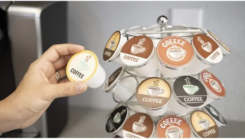 Miniatura 7 de Nifty – Carrusel para cápsulas de café, gira 360 grados, tabla giratoria, organizador de encimera para oficina o cocina Cromo