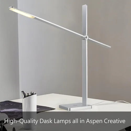 Miniatura 3 de Aspen Creative 40084-2, juego de 2 lámparas de mesa con 1 candelabro, diseño contemporáneo en níquel satinado, 14 1/4 pulgadas de alto, rojo