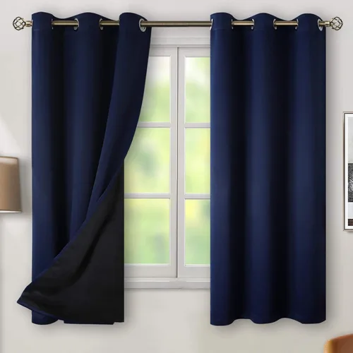 BGment Cortinas 100% opacas con aislamiento térmico, de doble capa, con forro negro y ojales, para oscurecimiento de la habitación, reduce el ruido,