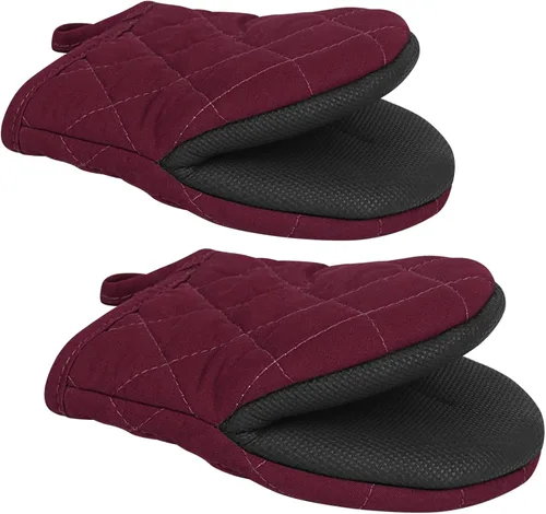 1 par de guantes cortos para horno, guantes de silicona para horno de cocina, resistentes al calor, 500 ℉, mini guantes para horno con superficies
