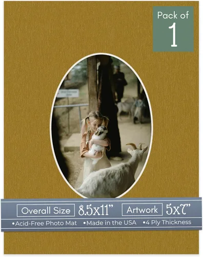 Miniatura 6 de CountryArtHouse Fresh Linen - Marco de fotos ovalado de 8.5 x 11 pulgadas, sin ácidos, con núcleo blanco, corte biselado para fotos de 5 x 7 Lona