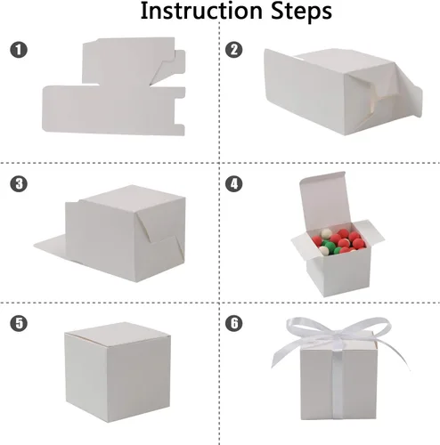 Miniatura 6 de COTOPHER 100 cajas de regalo pequeñas, cajas de regalo de 2 x 2 x 2 pulgadas, cajas de regalo de papel con cintas, caja de dulces para recuerdos