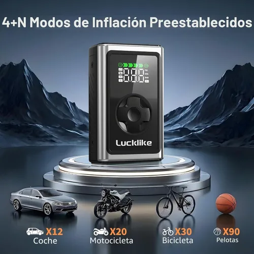 Miniatura 3 de Lucklike Compresor de aire portátil para inflador de neumáticos, bomba de bicicleta inalámbrica de 150 PSI, bomba de aire 5 veces más rápida