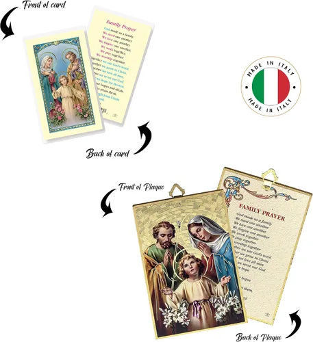 Miniatura 6 de Placa católica con imagen de la Sagrada Familia, tarjeta de oración laminada, oración del Señor, lámina dorada, imagen de la Sagrada Familia
