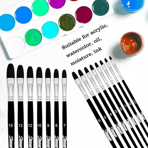 Miniatura 5 de Sdanart Filbert - Juego de pinceles de pintura, 15 piezas de diferentes tamaños, pinceles de artista para acuarela, acrílico, detalles de tinta