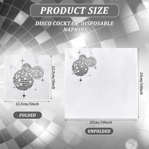 Miniatura 3 de Patelai Servilletas de bola de discoteca para decoración de fiesta, servilletas de cóctel desechables con lámina plateada, suministros de fiesta