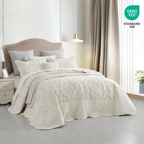 Miniatura 2 de CHIXIN Juego de colcha de gran tamaño tamaño King, funda de cama ligera, hermosas costuras, colcha reversible de 4 piezas, hermoso