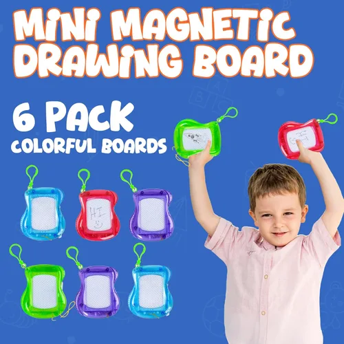 Miniatura 2 de Bedwina Mini Pizarra Magnética de Dibujo para Niños - (Paquete de 6) Tableros de Dibujo con Clip para Llavero de Mochila, Bloc Borrable