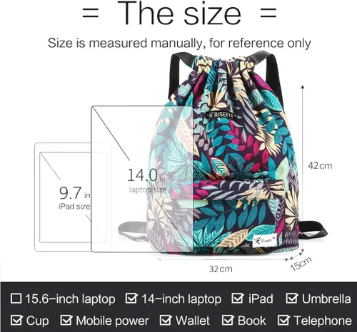 Miniatura 7 de Bolsa impermeable con cordón para ir al gimnasio o la playa, o practicar deportes, unisex