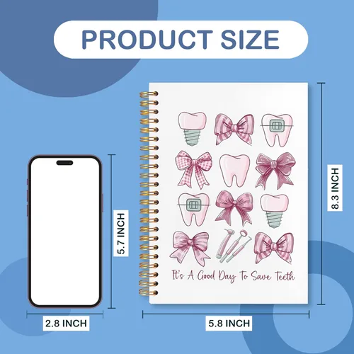 Miniatura 6 de Cuaderno de regalos para dentistas, asistente de higienista dental, regalos de oficina para mujeres, cuaderno de tapa dura en espiral de 5.5 x 8.3