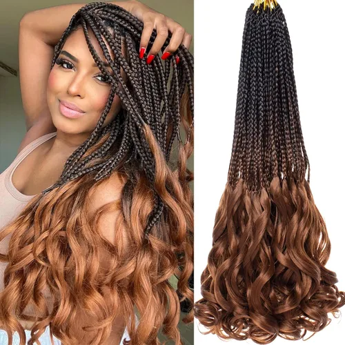 Miniatura 23 de COOKOO 10 pulgadas, 9 paquetes (135 hebras), trenzas de ganchillo rizadas francesas negras, trenzas de ganchillo negras con extremos ondulados