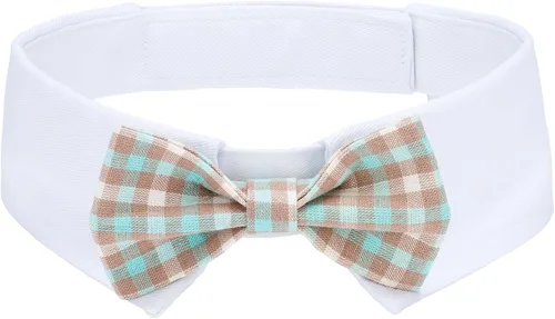 Miniatura 34 de Collar de esmoquin con moño para perro Segarty - Corbatín negro con corbata de cuello ajustable y hecha a mano en blanco para gatos y perros machos