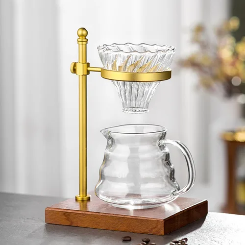 Soporte para café – Soporte de madera ajustable para verter sobre la estación de café, compatible con hervidor de café y filtro, base multifuncional