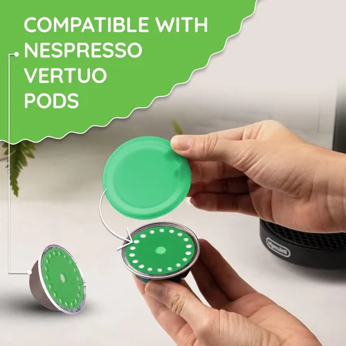 Miniatura 7 de My-Cap Juego de tapas y tapas reutilizables para cápsulas de café, compatibles con cápsulas Nespresso Vertuo, tapa y tapa de cápsulas de café Kiwi