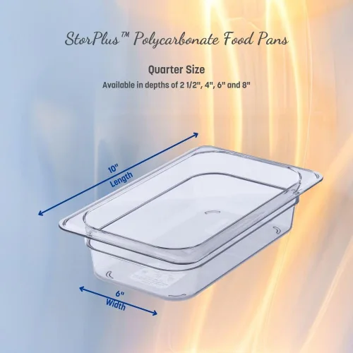 Miniatura 4 de Carlisle FoodService Products Pan de plástico para alimentos 1/4 tamaño 4 pulgadas de profundidad transparente