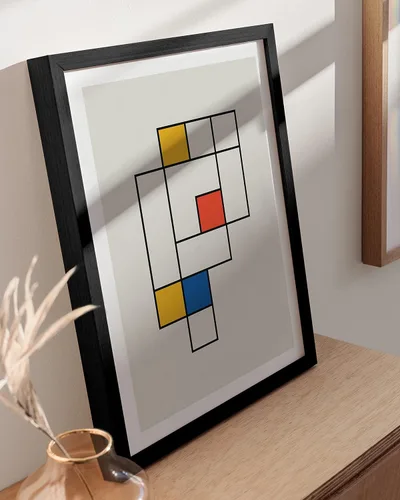 Miniatura 4 de HAUS AND HUES Bauhaus - Arte de pared abstracto moderno y colorido - Póster retro de Mondrian, obra de arte de pared moderna de mediados de siglo