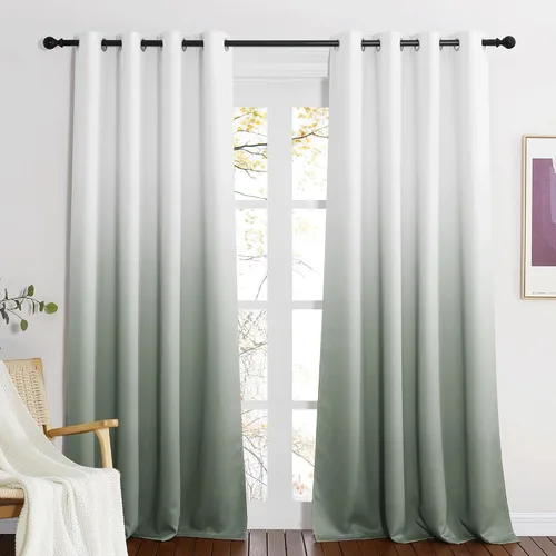 Miniatura 12 de NICETOWN Cortinas Oscurecedoras de 84 pulgadas de Largo para Sala de Estar, Cortinas de Privacidad Ombré Blanco y Negro con Ojales para Blanco a