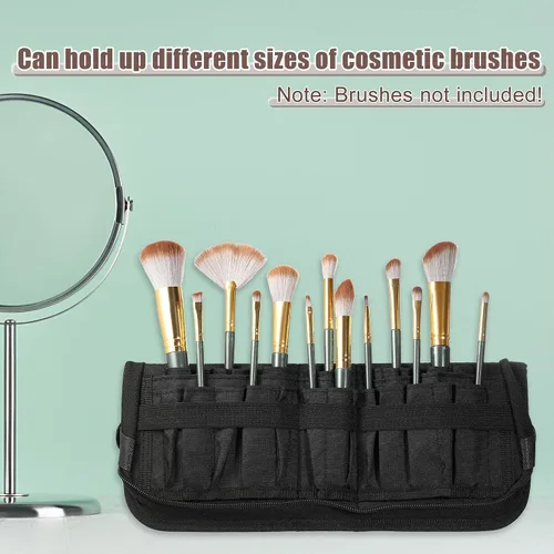 Miniatura 3 de VOCOSTE Soporte plegable para brochas de maquillaje, 23 bolsillos, organizador de brochas de maquillaje, bolsa de viaje para brochas de maquillaje