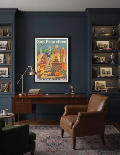 Miniatura 4 de Pacifica Island Art San Francisco California - Teleférico en Chinatown - United Air Lines - Póster vintage de viaje de aerolínea por Joseph Fehér