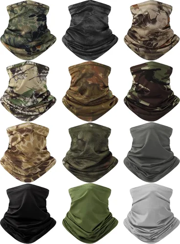 Miniatura 11 de Cuffbow Paquete de 12 polainas para el cuello, pasamontañas para hombres y mujeres, polaina refrescante para el cuello, bufanda de protección UV
