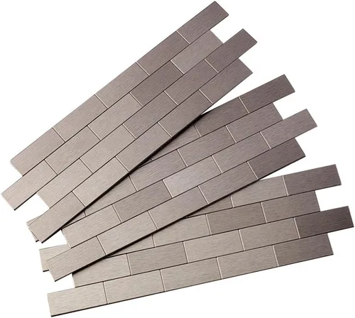 Miniatura 3 de Azulejos adhesivos de Aspect para salpicadero, de metal mate, diseño de tipo metro, para cocina y baño, Plateado