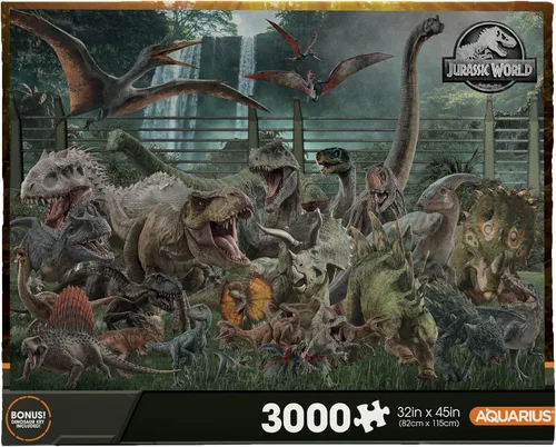 Aquarius Jurassic World - Rompecabezas de 3000 piezas para adultos, rompecabezas gigantes con licencia oficial de dinosaurio T Rex de 42 x 35