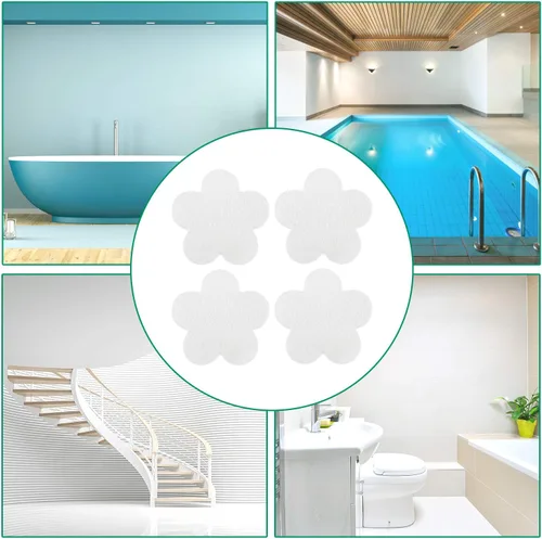 Miniatura 8 de Calcomanías antideslizantes para bañera, 28 unidades, adhesivos antideslizantes para bañera, baño, escaleras con raspador prémium Transparente