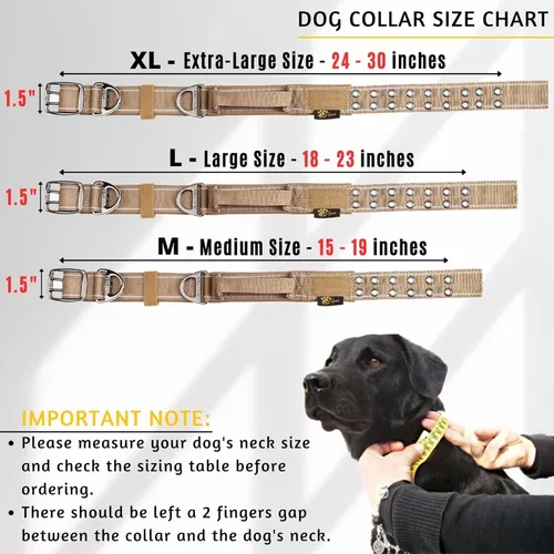 Miniatura 2 de ADITYNA Collar de perro resistente para perros grandes, collar reflectante con asa para entrenar y caminar, ancho, grueso, táctico, acolchado