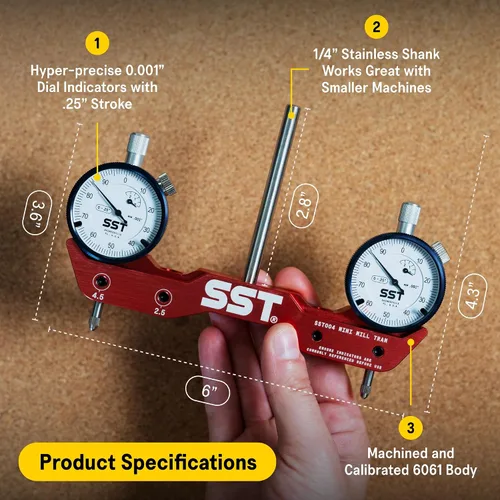 Miniatura 2 de SST - Sistema Mini de Tramado para Torno y Fresadora - Tramado, Alineación y Cuadrado para Calibración de Máquinas - Para Desalineación Angular