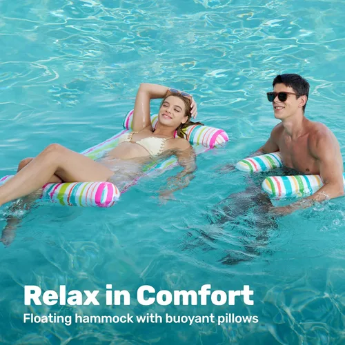Miniatura 2 de Sloosh Paquete de 3 flotadores inflables 4 en 1 para piscina, hamacas de agua, accesorios multiusos para piscina