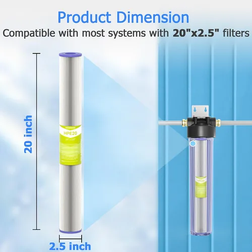 Miniatura 4 de Cartucho de filtro de agua de 20 micrones para toda la casa, filtros de sedimentos plisados para agua de pozo, reemplazo universal para cualquier