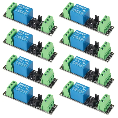 AITRIP Paquete de 8 módulos de interruptor de alimentación de relé de 3 V 1 canal con optoacoplador opto aislamiento disparador de alto nivel para
