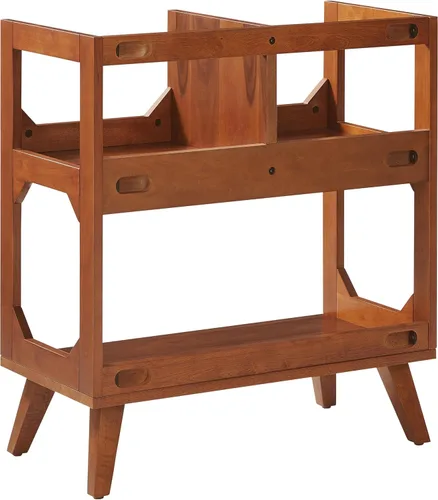 Miniatura 3 de Crosley Furniture Asheville - Soporte para discos moderno de mediados de siglo, almacenamiento de vinilo, con capacidad para hasta 260 discos, nogal