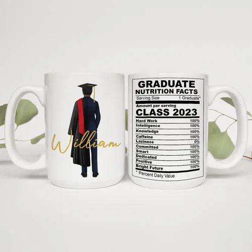 Miniatura 2 de Taza de graduación personalizada, información nutricional para graduados, clase de 2024, regalo de graduación para hombres y hombres, escuela